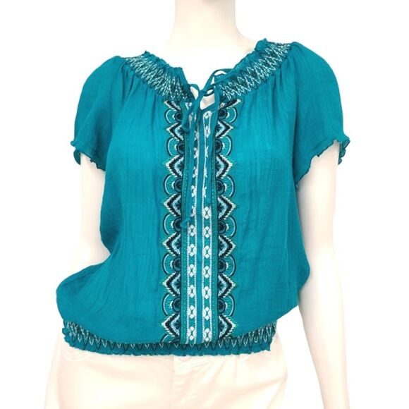 AGB Teal Boho Top size medium - Picture 1 of 5